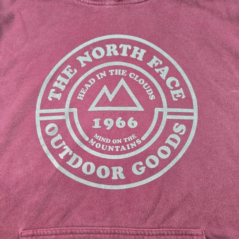 The North Face Hoodie Men's XL Maroon Burgundy‎ Graphic Pullover Sweatshirt